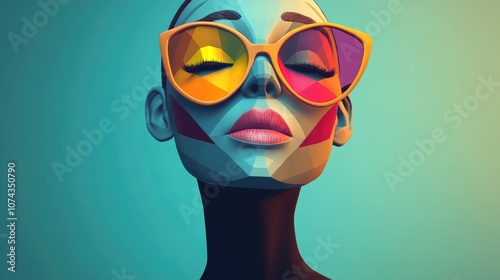 3D Cartoon Render of a Stylish Character Colorful Make up Geometric Shapes Theme