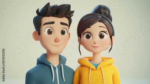 3D Cartoon of a Young Couple