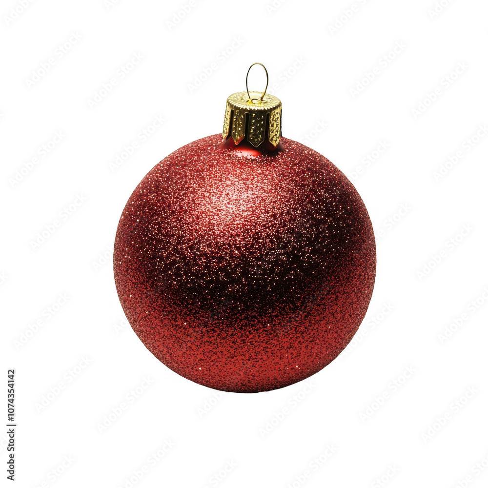 Sparkling Red Christmas Ornament on White Background Sparkling Red Christmas Ornament on White Background