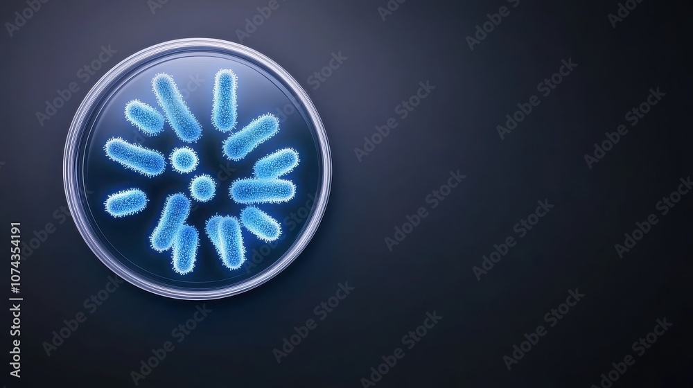 A blue, artistic representation of bacterial cells on a black background, showcasing microscopic life in a petri dish. A blue, artistic representation of bacterial cells on a black background, showcasing microscopic life in a petri dish.