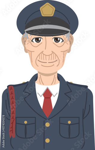 年老いた男性警備員