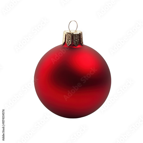 Vibrant Red Christmas Ornament Against a White Background