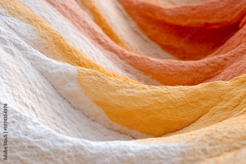A close up of a pile of orange and white towels A close up of a pile of orange and white towels