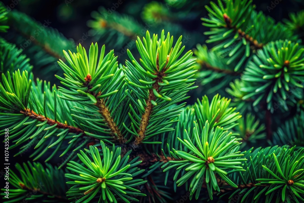 Lush Green Pine Branches on Dark Background - Nature Product Photography Lush Green Pine Branches on Dark Background - Nature Product Photography