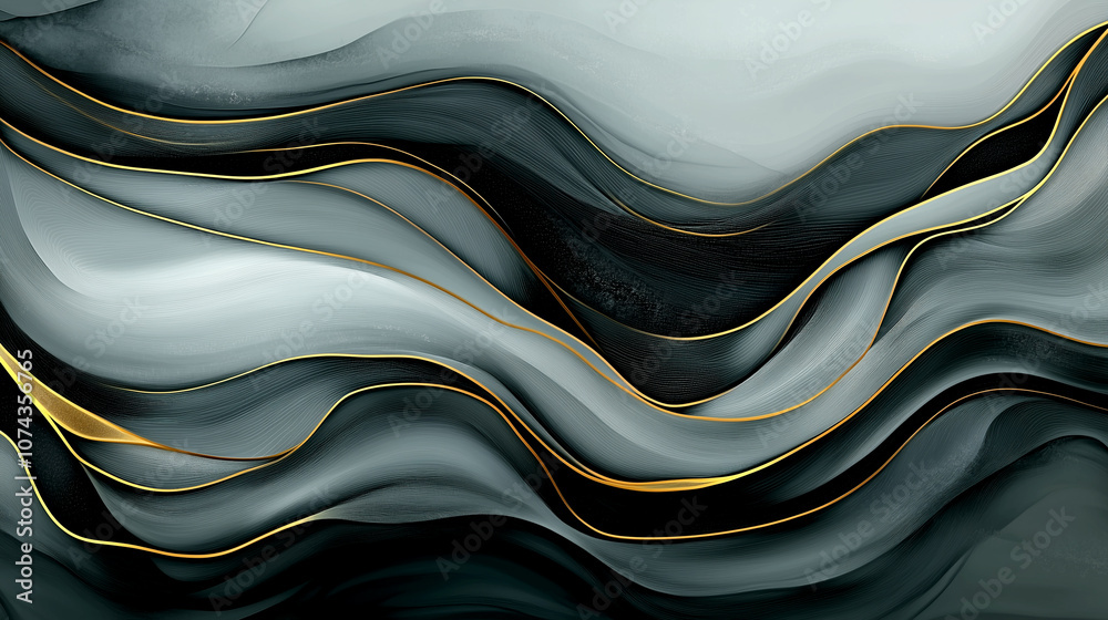 A gold and black striped design with a wave pattern. The design is very intricate and has a sense of movement