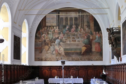 Obraz na płótnie Napoli - Affresco della Moltiplicazione dei Pani nel Refettorio di San Gregorio Armeno w salonie