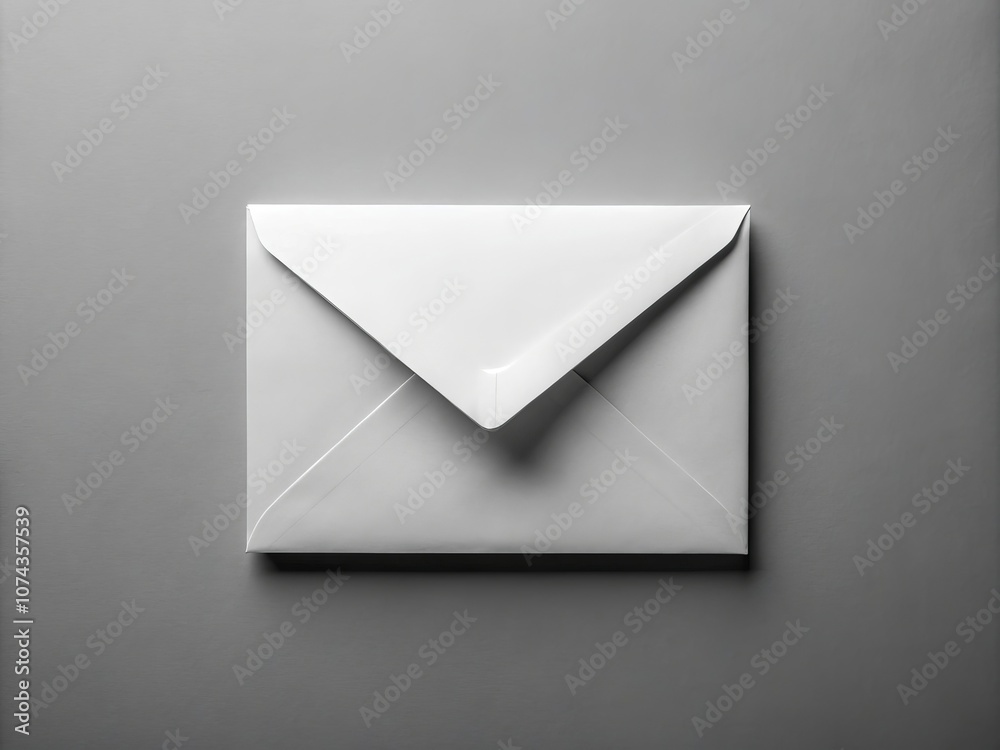 Minimalist White Envelope on Clean Gray Background for Business Communication Themes, Perfect for Professional Use and Digital Marketing Applications Minimalist White Envelope on Clean Gray Background for Business Communication Themes, Perfect for Professional Use and Digital Marketing Applications
