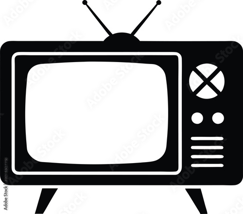 Retro old tv silhouette vector old television icon