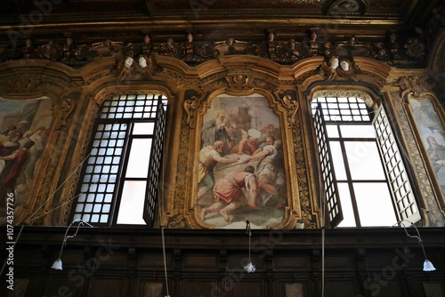 Obraz na płótnie Napoli - Affreschi nel Coro delle Monache di San Gregorio Armeno w salonie