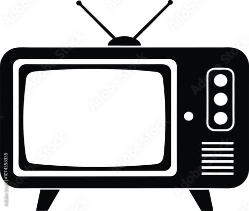 Retro old tv silhouette vector old television icon