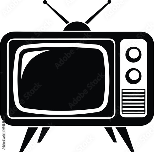 Retro old tv silhouette vector old television icon