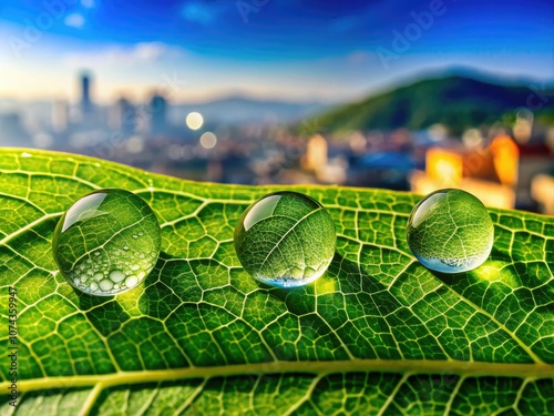 Macro Water Drops on Leaf - Urban Exploration Photography