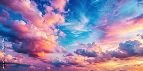 Beautiful sky with pink and blue clouds, sky, clouds, pink, blue, colorful, serene, peaceful, nature, beauty, scenic