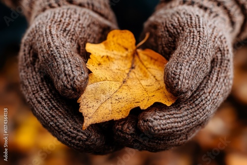 A person holding a yellow leaf in their hands