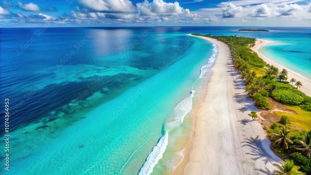 Aerial view of a peaceful beach with turquoise waters and white sand, serene, seashore, aerial view, beach, ocean, water Aerial view of a peaceful beach with turquoise waters and white sand, serene, seashore, aerial view, beach, ocean, water