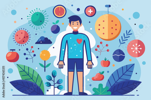 Discover how customizable wellness practices can strengthen your immune system effectively, Improve your immune system with customizable semi-flat illustrations.