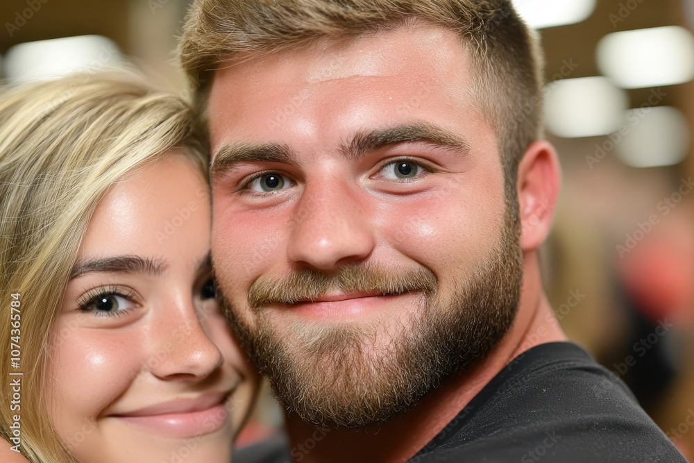 A man and a woman are smiling at the camera A man and a woman are smiling at the camera