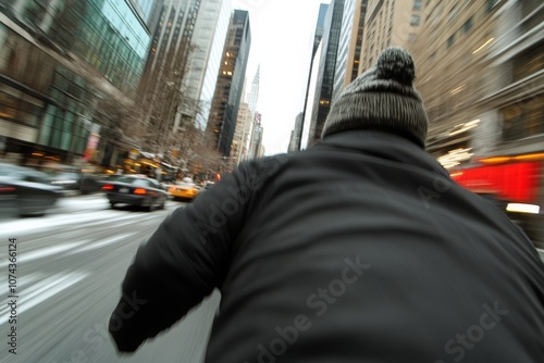 A person riding a skateboard down a city street