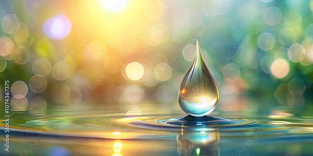 Minimalist Glowing Droplet in Panoramic Landscape for Serene Ambiance Minimalist Glowing Droplet in Panoramic Landscape for Serene Ambiance