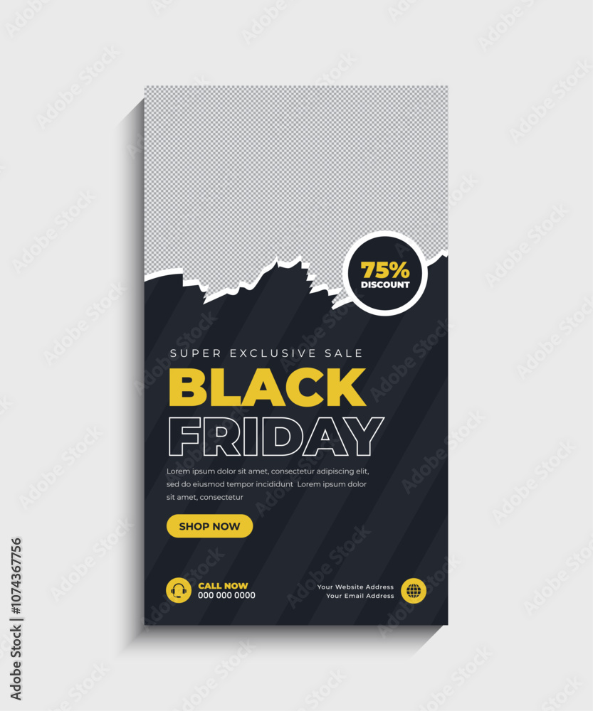 Naklejka premium Black Friday Sale Facebook and Instagram story template