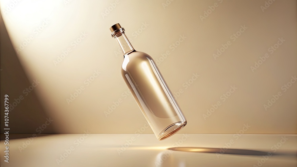 Minimalistic 3D Render of a Floating Bottle for Modern Home Decor and Artistic Inspiration Minimalistic 3D Render of a Floating Bottle for Modern Home Decor and Artistic Inspiration