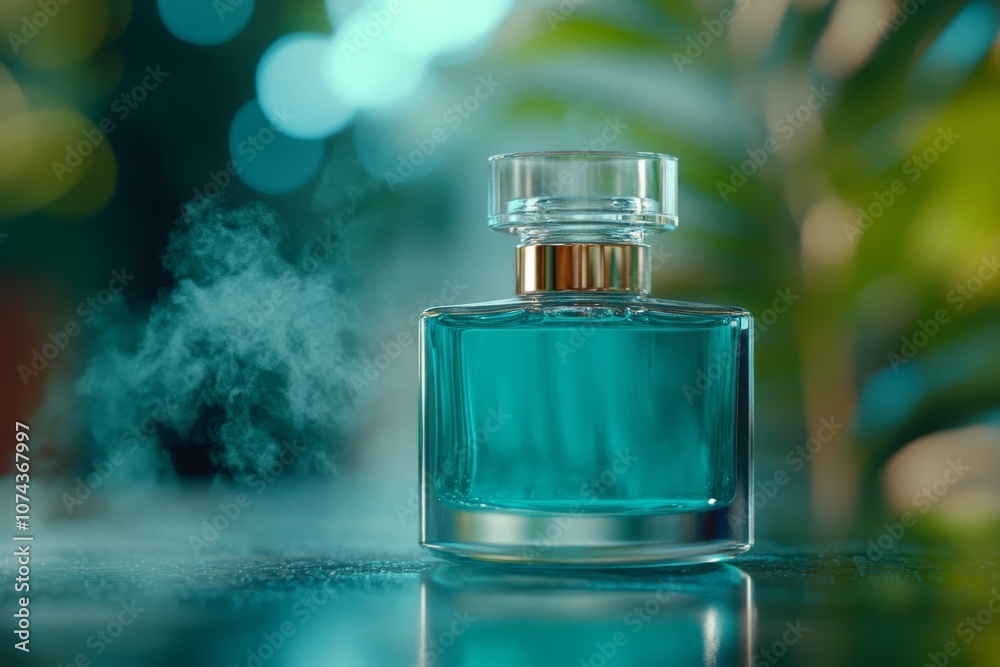 A bottle of perfume sitting on top of a table A bottle of perfume sitting on top of a table