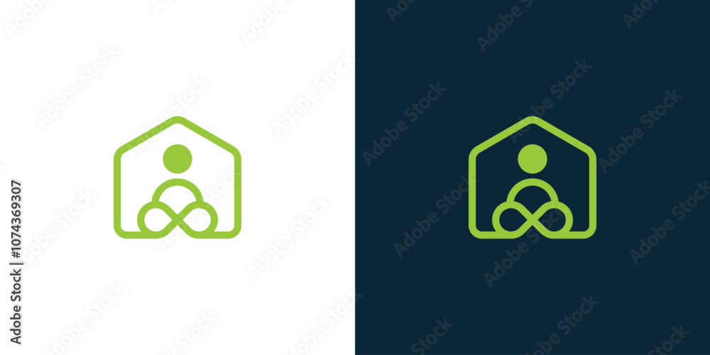 home with love yoga illustration vector, simple yoga logo home with love yoga illustration vector, simple yoga logo