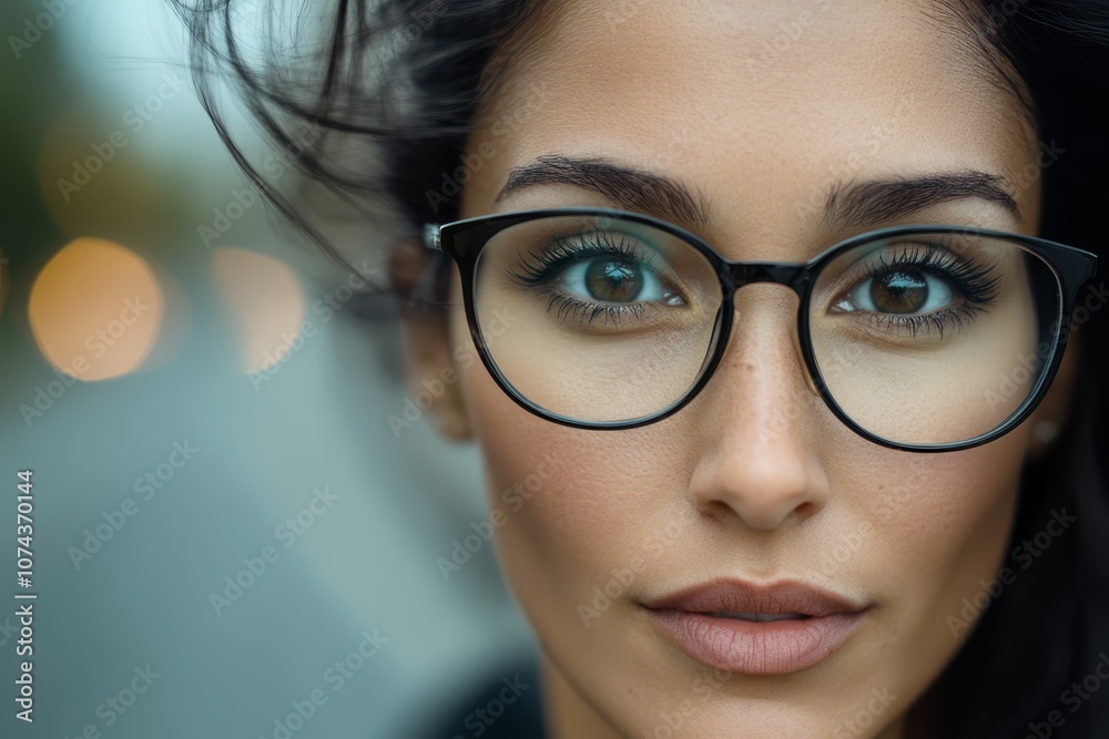 A close up of a woman wearing a pair of glasses A close up of a woman wearing a pair of glasses