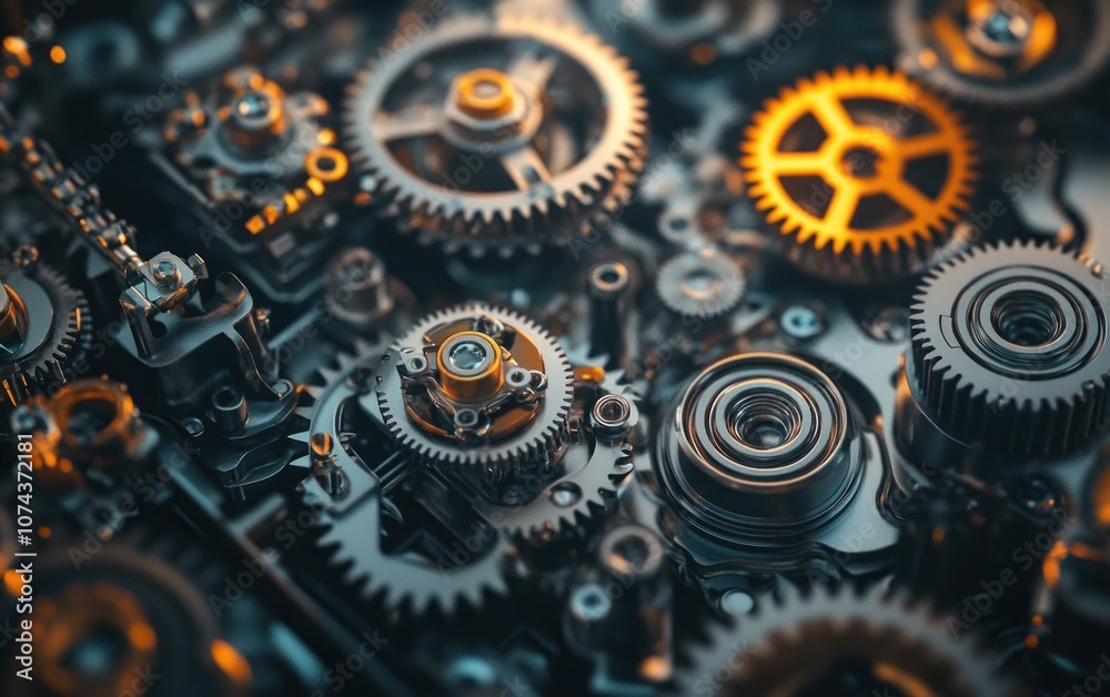 Mechanical gears and cogs in industrial machinery close-up Mechanical gears and cogs in industrial machinery close-up