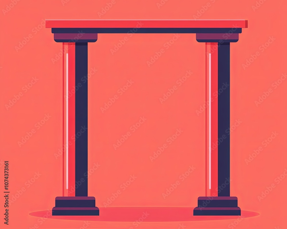 Colorful archway structure with columns on a vibrant background. Colorful archway structure with columns on a vibrant background.
