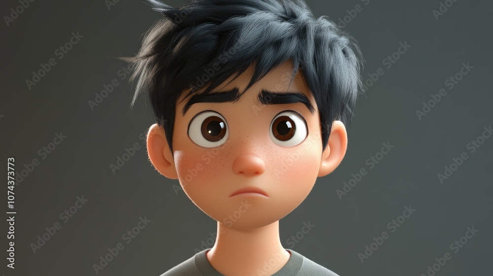 young cartoon character with Eurasian features young cartoon character with Eurasian features