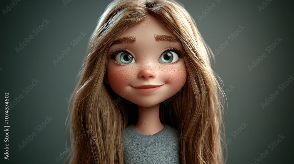 Stunning young girl with long flowing hair posing against a soft light studio backdrop portrait photography Stunning young girl with long flowing hair posing against a soft light studio backdrop portrait photography