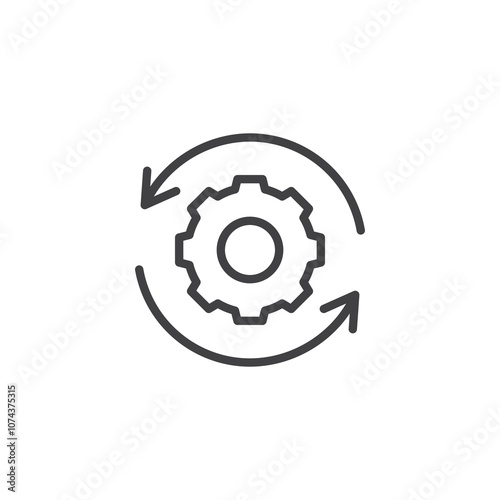 Arrow Around Gear line icon