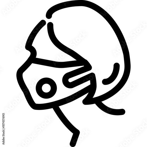 Profile view of a person wearing a face mask in a minimalistic line drawing style conveying health and safety