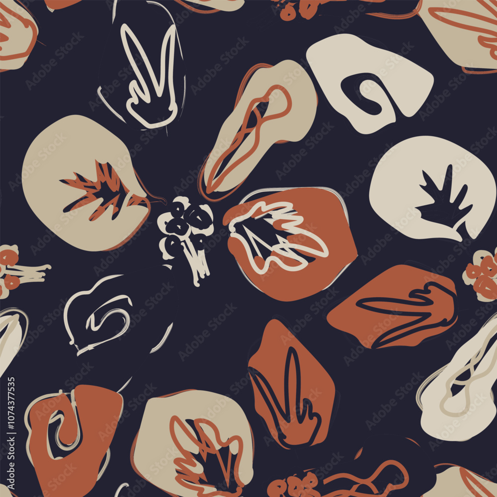 Neutral Colour Abstract Floral Seamless Pattern Design Neutral Colour Abstract Floral Seamless Pattern Design