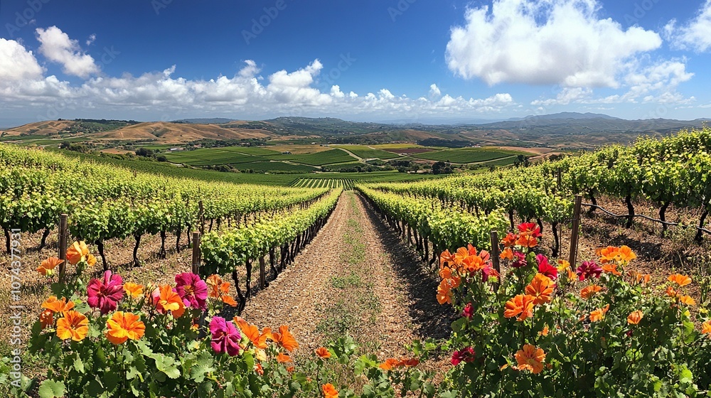 Vineyard Landscape with Flowers Vineyard Landscape with Flowers