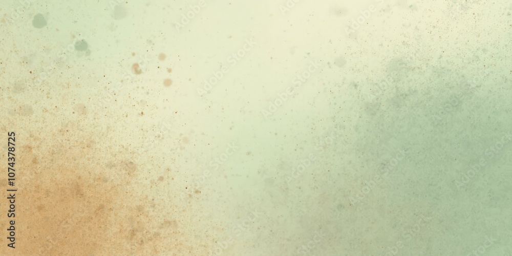 Fototapeta premium Pale Green And Sandy Brown Paint Splatters Texture Effect With Gradient Green, Beige, And Orange Hues, Speckled With Small Dots And Splatters