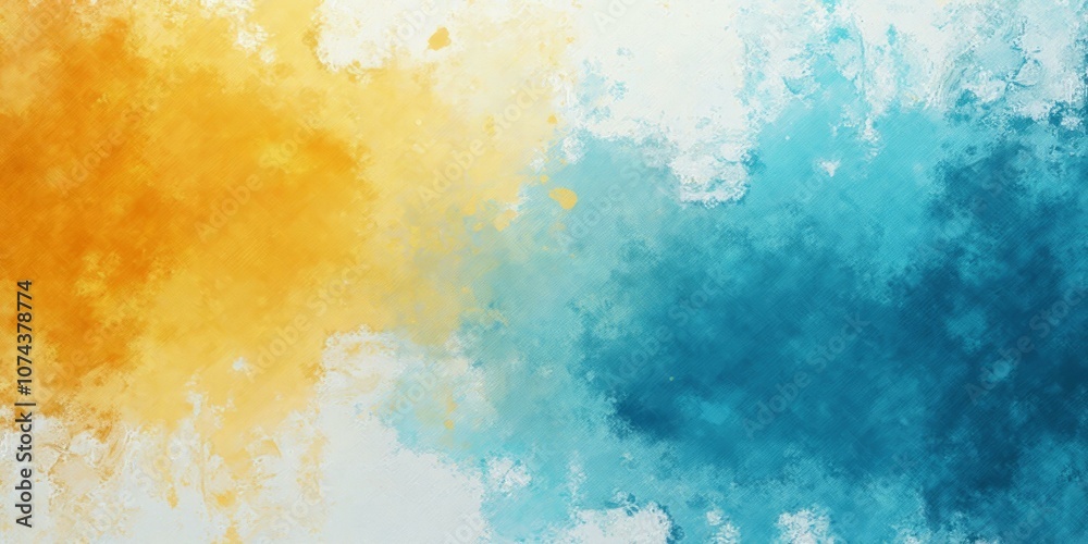 Fototapeta premium Yinmn Blue Cyan Paint Splatters Texture Effect With Vibrant Orange, White, And Teal Splashes Blending Into Each Other To Create A Dynamic Textured Effect