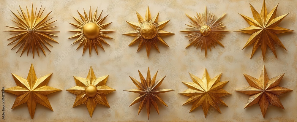 set of 12 radiant golden stars arranged artistically on a pristine white background conveying a sense of celebration achievement and positivity set of 12 radiant golden stars arranged artistically on a pristine white background conveying a sense of celebration achievement and positivity