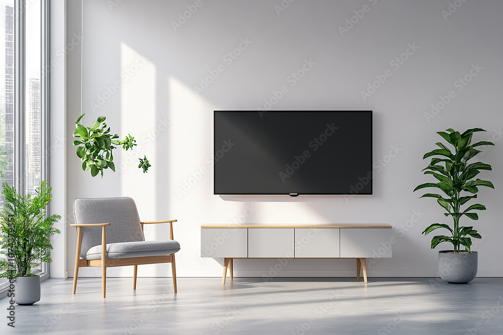 Smart TV mockup ,black display, with white background Smart TV mockup ,black display, with white background
