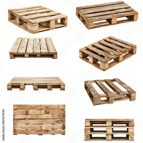 Wooden pallets isolated on transparent background