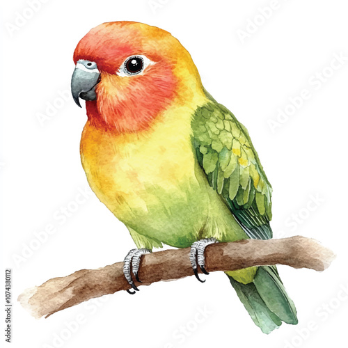 cute Lovebird watercolor clipart illustration isolated