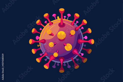 3d single corona virus vector illustration 