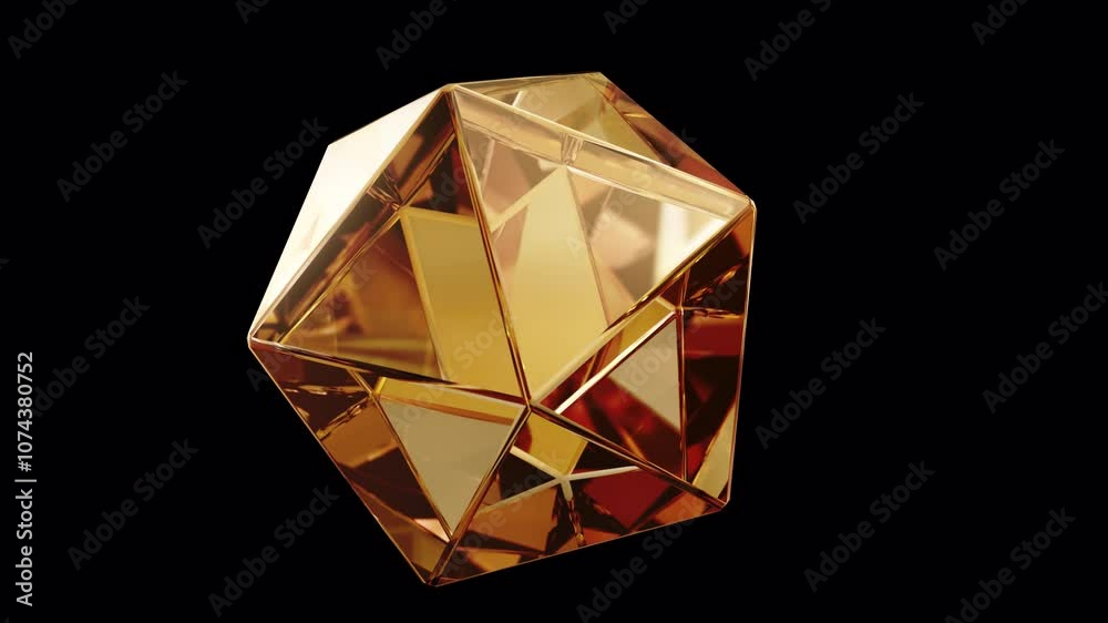 A geometric gem surface created in abstract 3D. Polygonal crystals on a modern background. Diamond reflection crystals rotate in the background, with an alpha matte and a looped, seamless 3D animation
