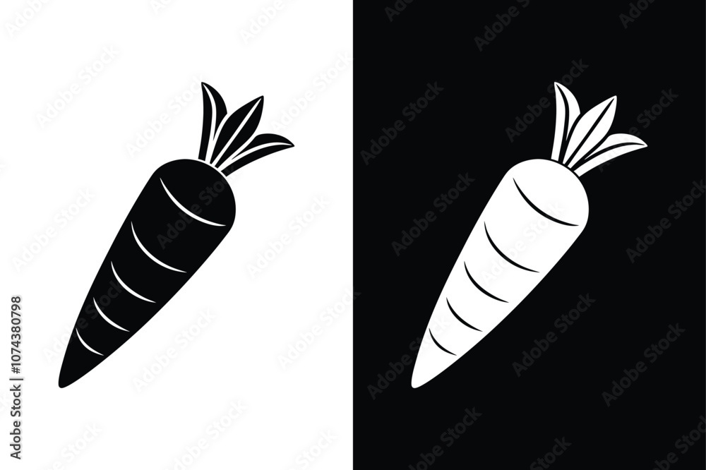 Carrot Vector Icon. Solid Silhouette Illustration for Black & White Designs Carrot Vector Icon. Solid Silhouette Illustration for Black & White Designs