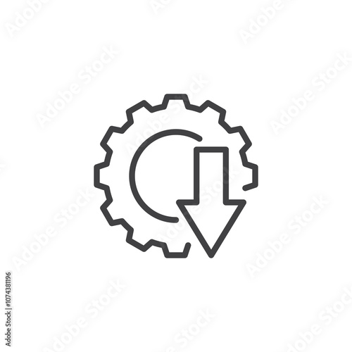 Gear with Arrow Down line icon