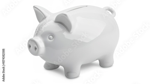Piggy Bank on White Background - a charming and savings-inspired visual. The piggy bank on the white background creates a simple yet inviting look. It gives the impression of saving money, making it a