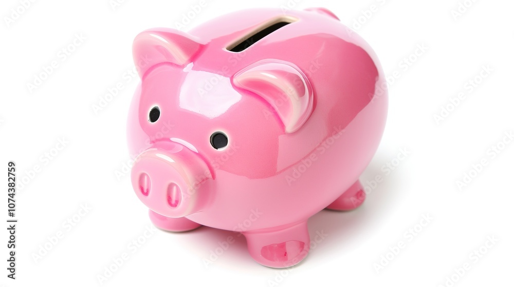 Piggy Bank on White Background - a charming and savings-inspired visual. The piggy bank on the white background creates a simple yet inviting look. It gives the impression of saving money, making it a Piggy Bank on White Background - a charming and savings-inspired visual. The piggy bank on the white background creates a simple yet inviting look. It gives the impression of saving money, making it a