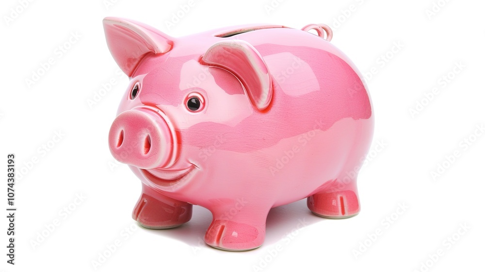 Piggy Bank on White Background - a charming and savings-inspired visual. The piggy bank on the white background creates a simple yet inviting look. It gives the impression of saving money, making it a Piggy Bank on White Background - a charming and savings-inspired visual. The piggy bank on the white background creates a simple yet inviting look. It gives the impression of saving money, making it a