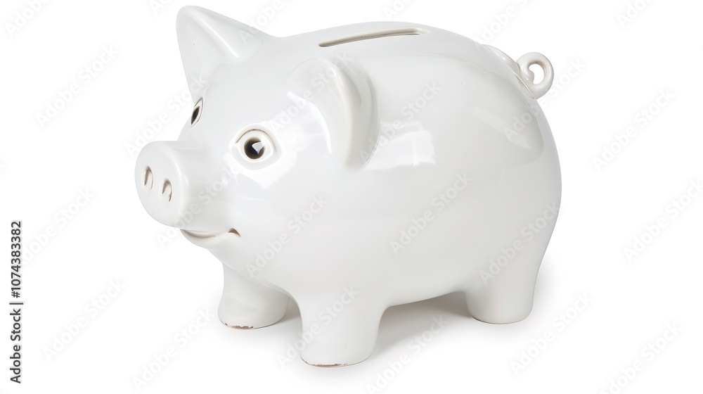 Piggy Bank on White Background - a charming and savings-inspired visual. The piggy bank on the white background creates a simple yet inviting look. It gives the impression of saving money, making it a Piggy Bank on White Background - a charming and savings-inspired visual. The piggy bank on the white background creates a simple yet inviting look. It gives the impression of saving money, making it a